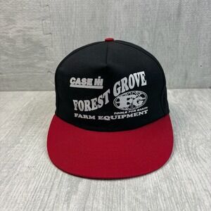 Vintage Forest Grove Farm Equipment Hat‎ Cap Snap Back Black Red Case Tools